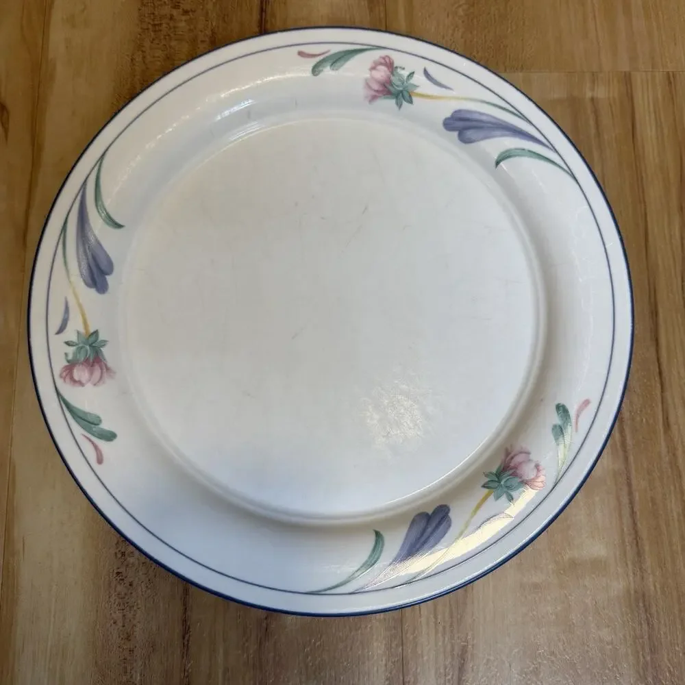 Set of 6 Lenox Chinastone POPPIES ON BLUE 10.5” Dinner Plate Plates Set USA